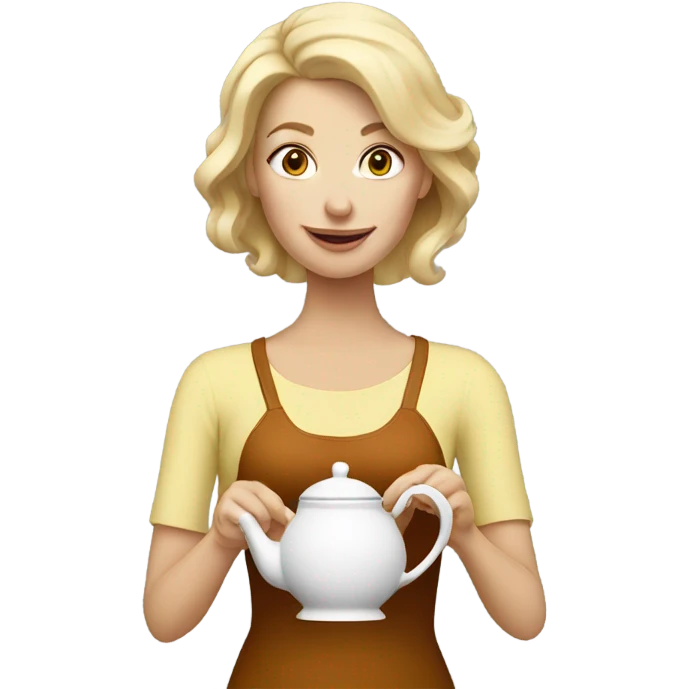 Blonde woman holding teapot emoji