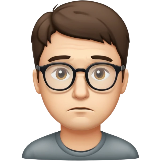 Sad man with glasses on emoji