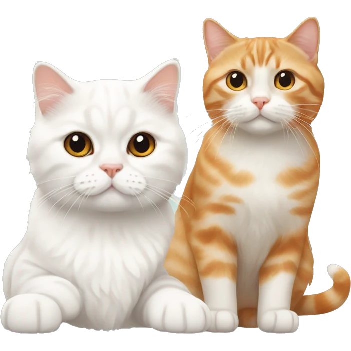 White Scottish fold and ginger cat emoji