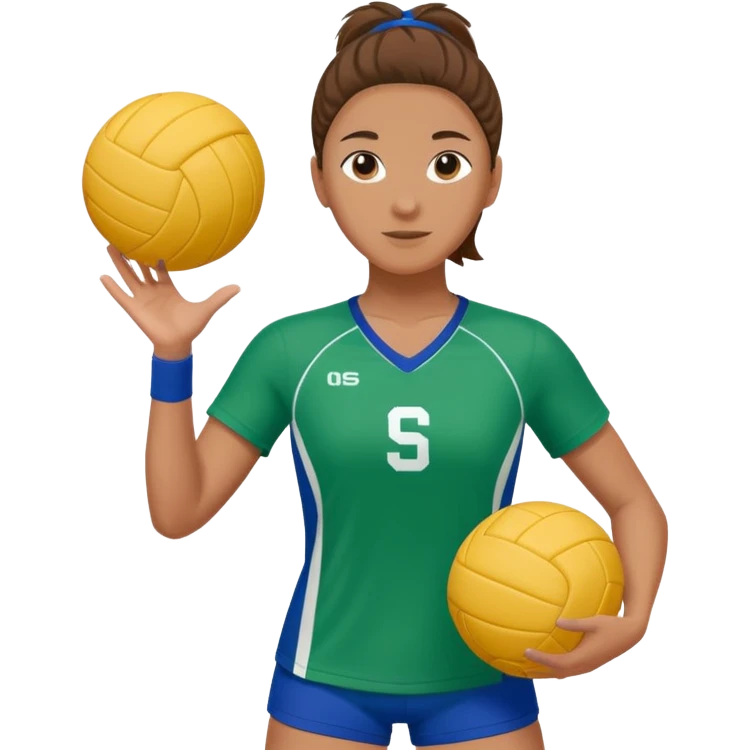 atleta de volei com a roupa verde, azul e branco emoji