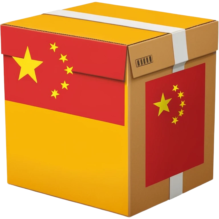 shipping box with China flag symbol emoji