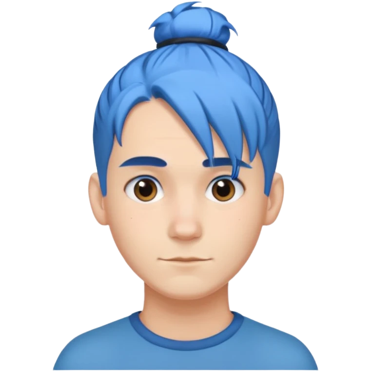 a man with blue one bun hair emoji