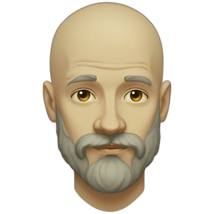 Bald young man with beard alphonse mucha emoji
