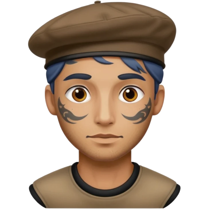 man with tattooed faces wearing berets emoji
