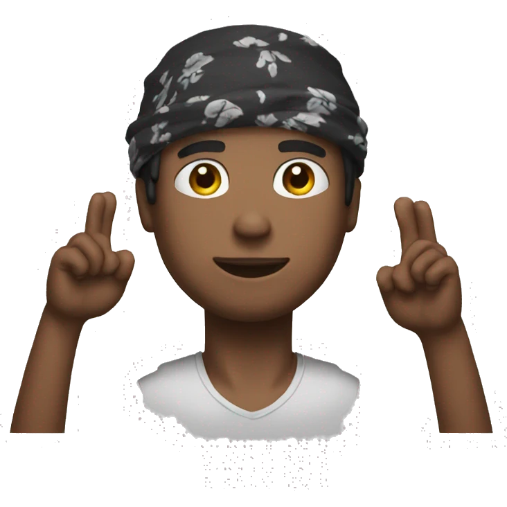 Men with eyes hands up with bandana emoji