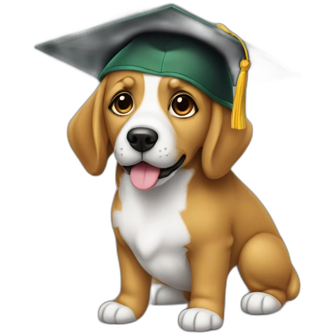 perrito con gorro de graduación verde emoji