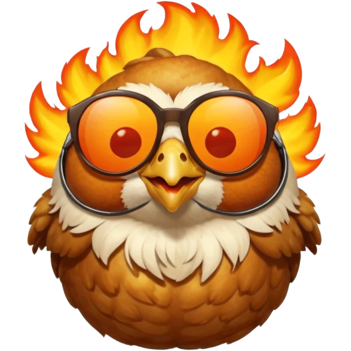 balls with chicken in fire sun glasses emoji