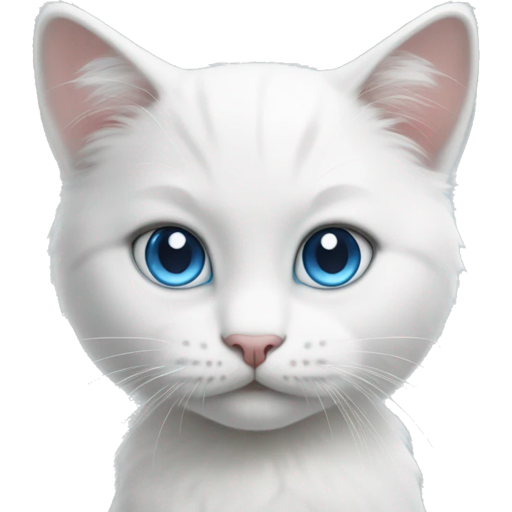 cute white cat with big blue eyes and some grey on the body  emoji
