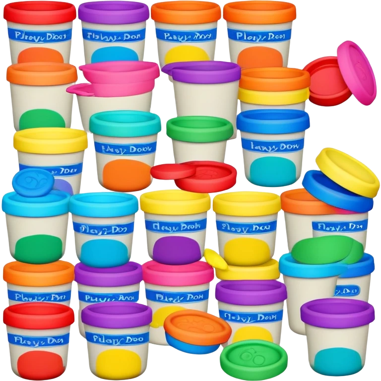 Play-Doh containers with colorful clay emoji