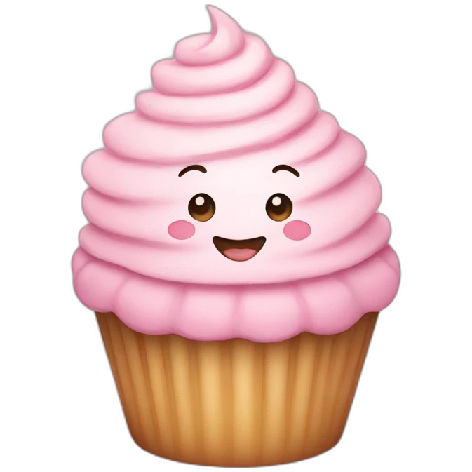 Happy light pink cupcake emoji