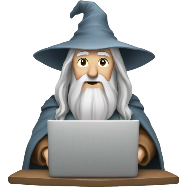 gandalf the wizard using laptop emoji