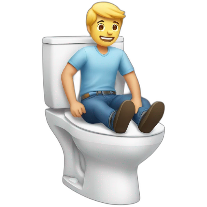 A guy sat on the toilet playing with an airplane emoji