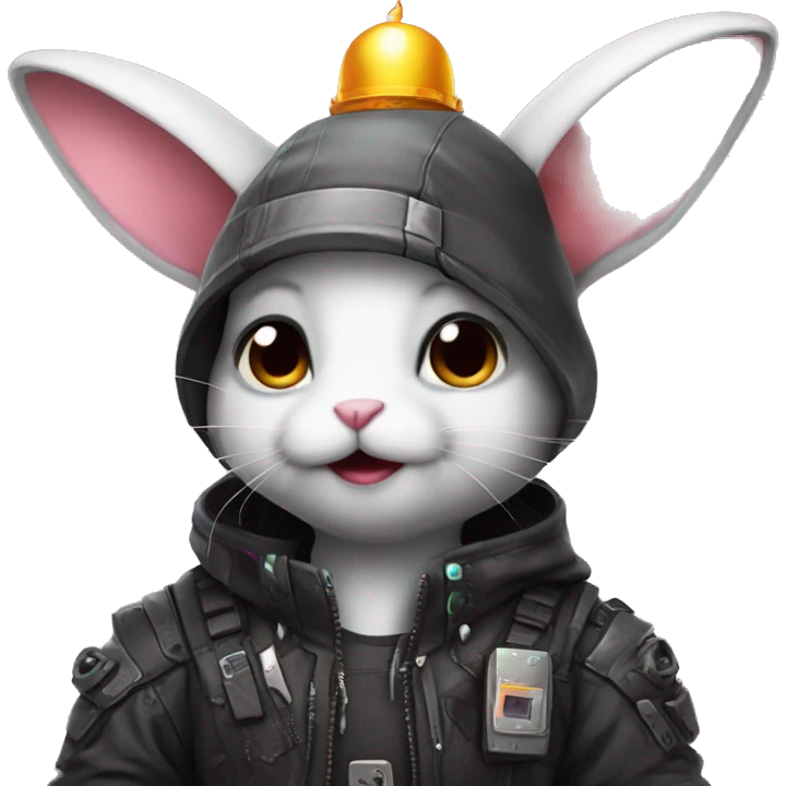Cute Birthday cyberpunk rabbit emoji