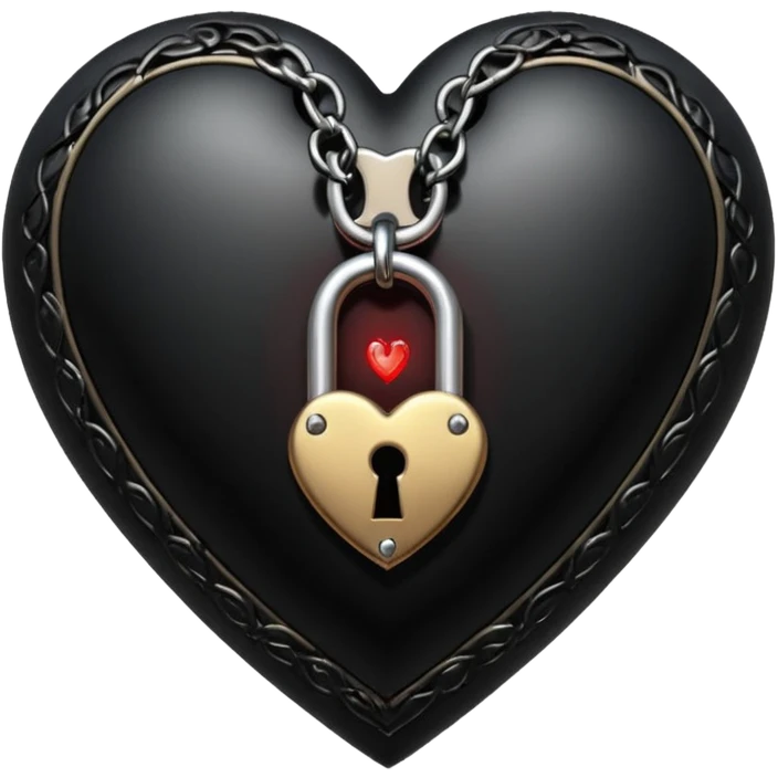 goth heart with a gothic heart lock emoji