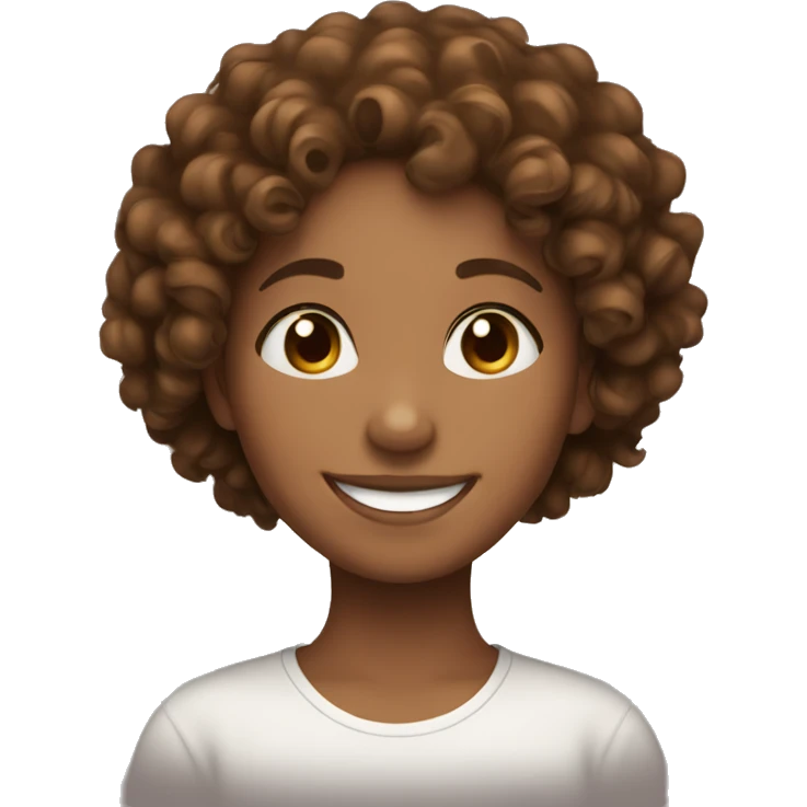 Brown curly hair girl, who is smiling so bright  emoji