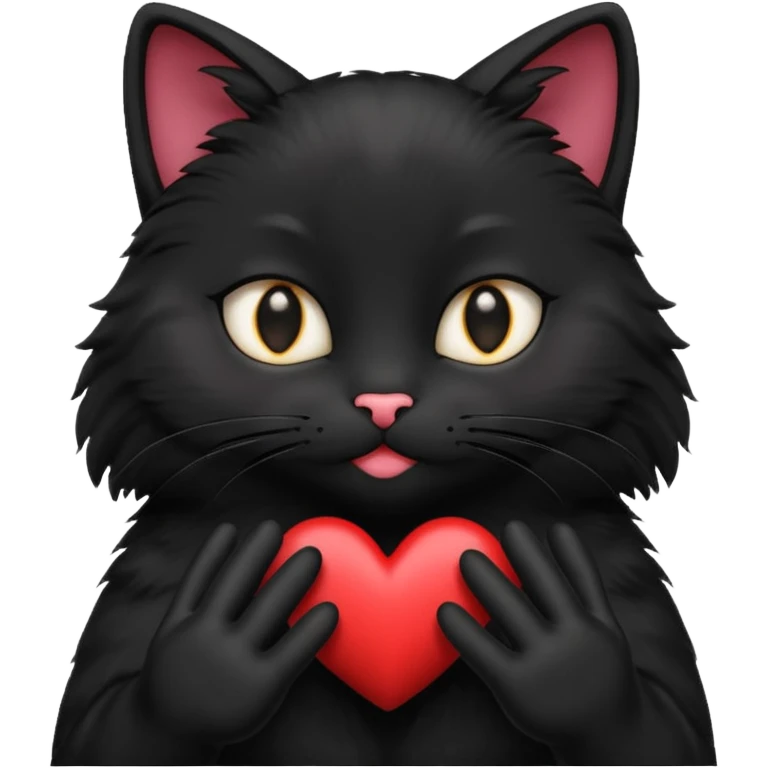  Black cat doing heart hands emoji