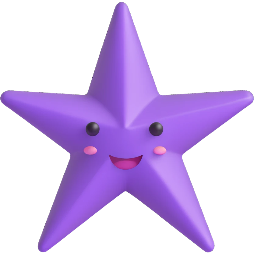 purple star, bright and happy emoji