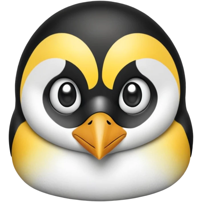 cinematic-adult-emperor-penguin-portrait-emoji,-head-tilted-playfully-and-inquisitively,-with-glossy,-pristine-plumage,-sparkling-eyes-filled-with-curiosity,-simplified-yet-irresistibly-adorable-features, black, large black eyes face emoji