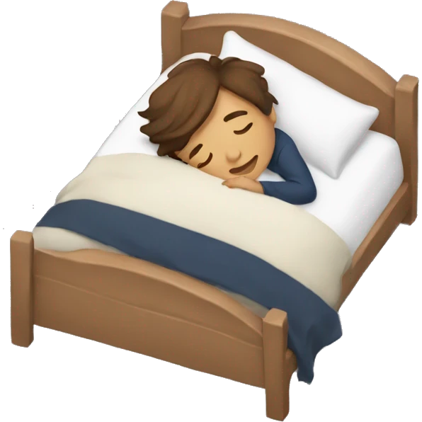 Brown hair boy sleeping in bed emoji