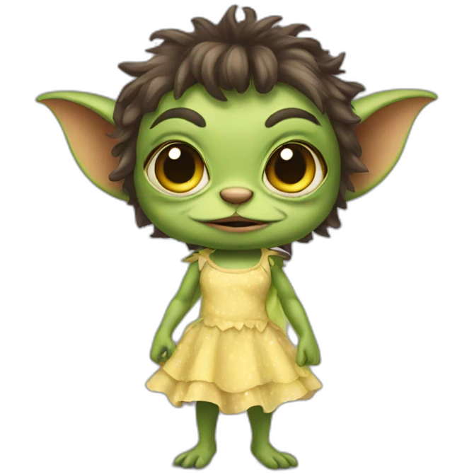gremlin wearing a dress emoji