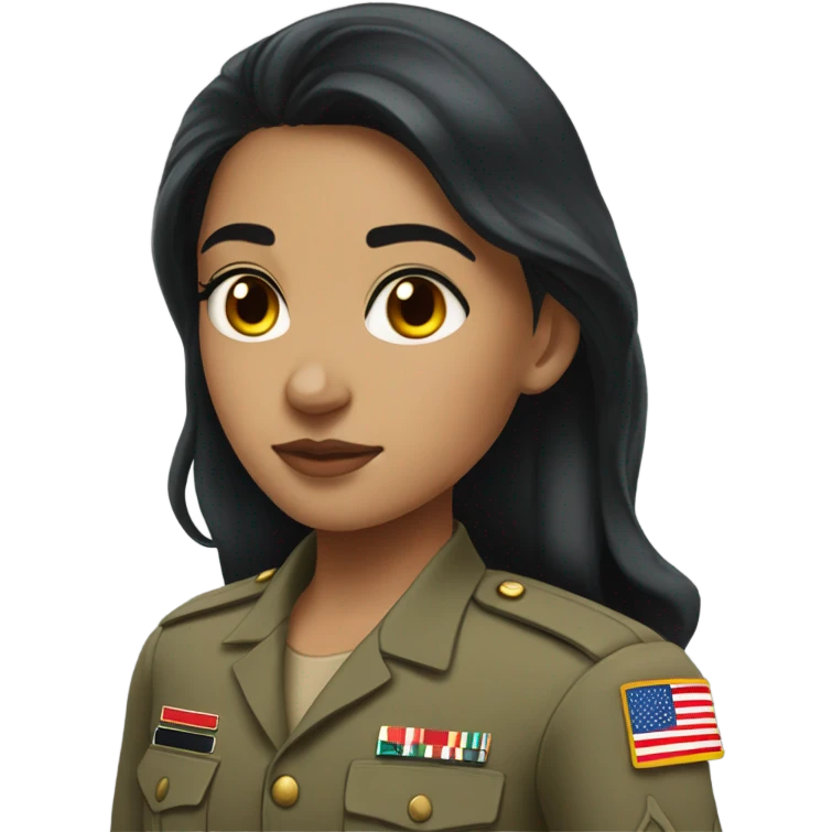 White skin colort pakistani girl with black long hair marine corps  emoji
