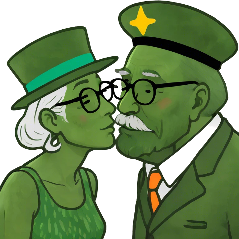 Girl kissing old man emoji