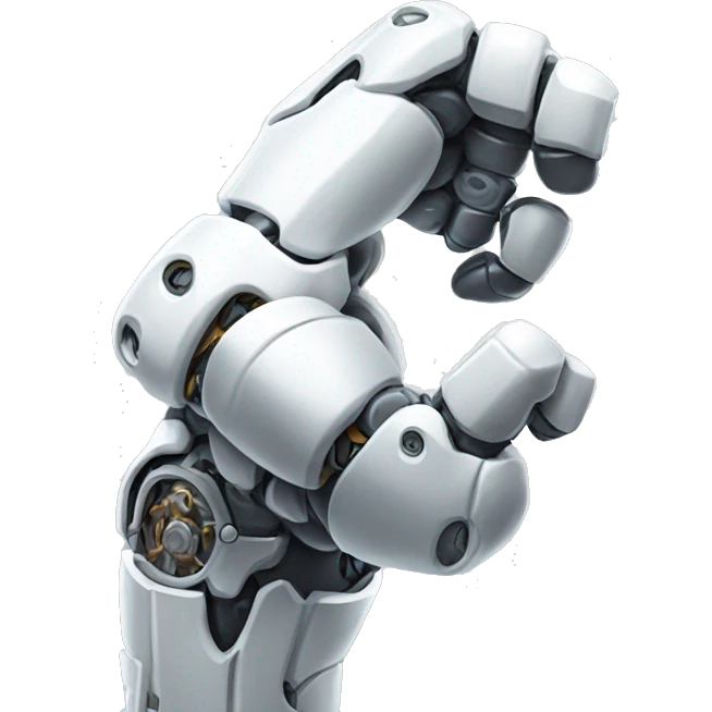 white mechanical cyborg bicep flexing emoji