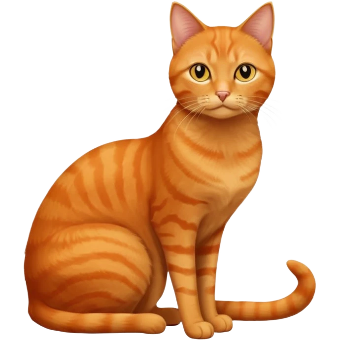 full body solid orange domestic shorthair slim cat with yellow/orange eyes sitting emoji