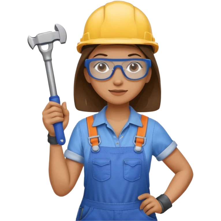 a handywoman holding a wrench in this right hand and a hammer in his left hand emoji