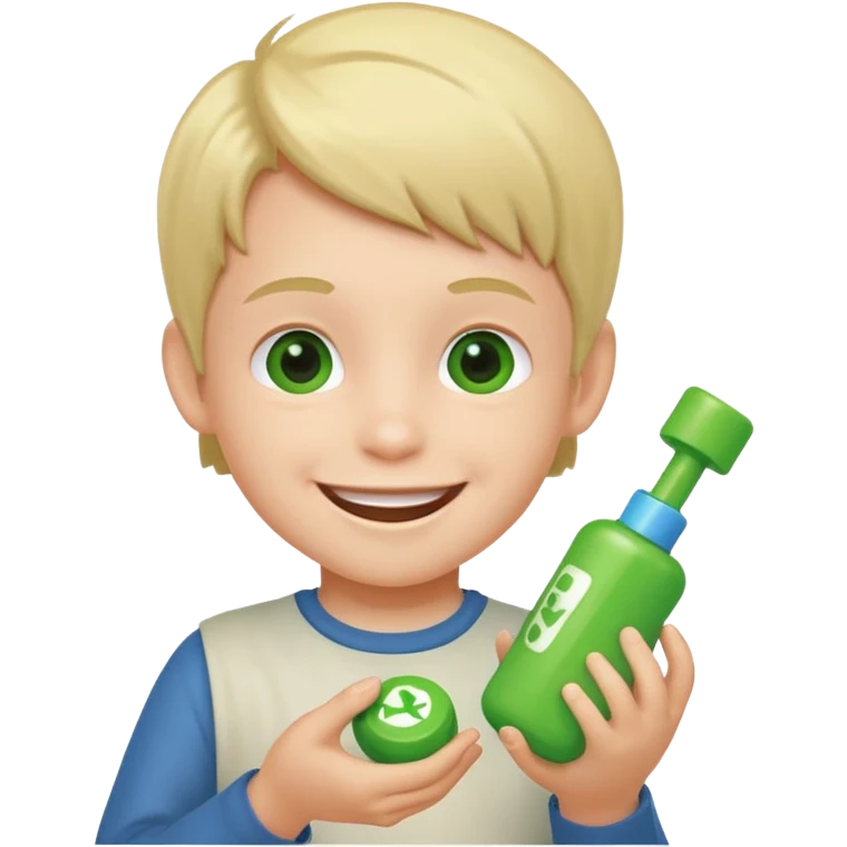 kid playing green formula toy emoji
