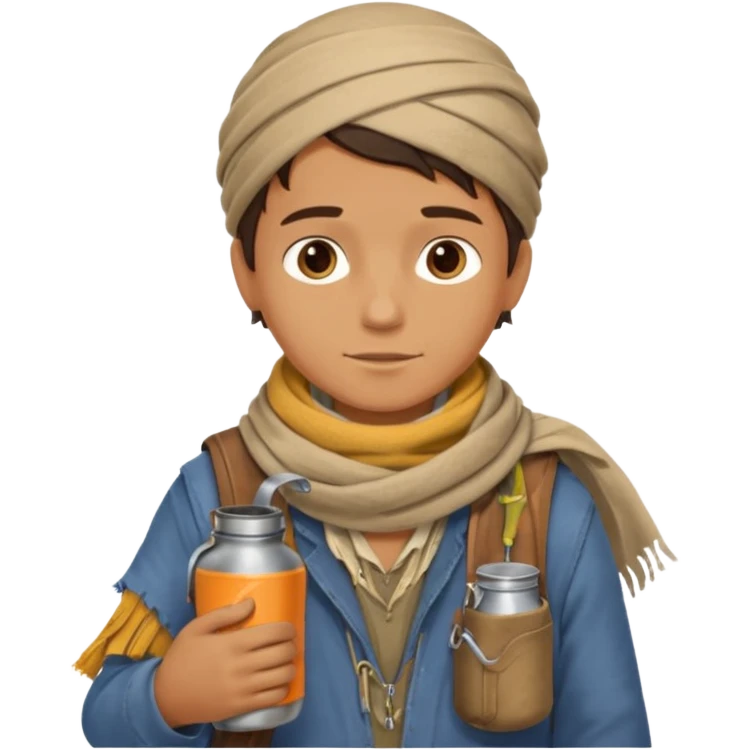Boy + scarf + canteen,Desert Nomads. emoji