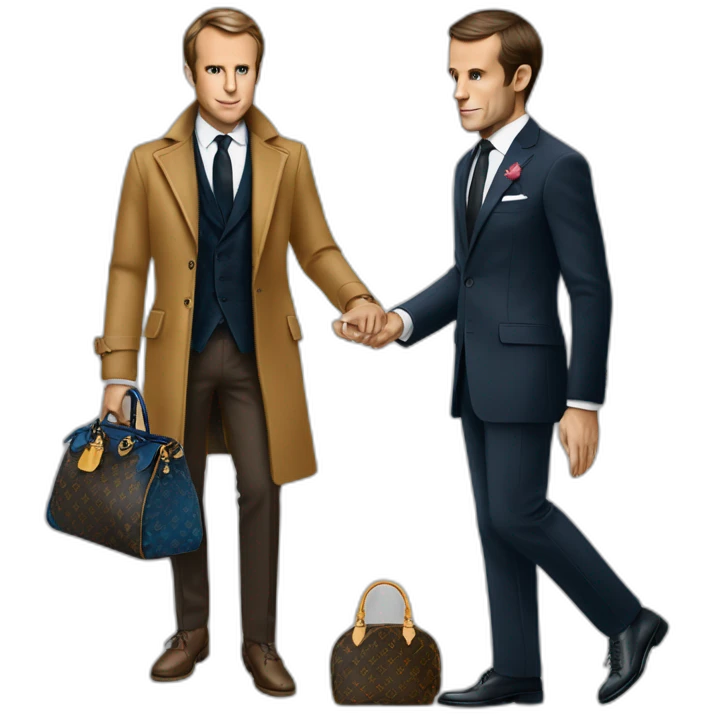Emanuel macron dressing a louis Vuitton emoji