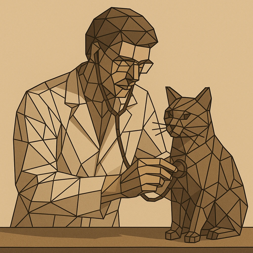 veterinarian examining a cat emoji