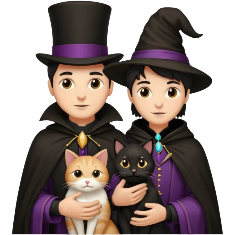 magician couple and their pet cat emoji