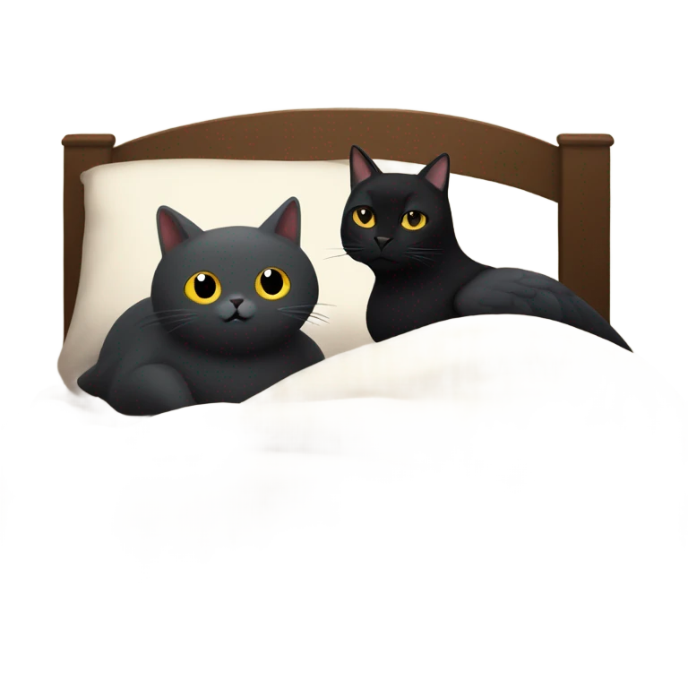 pigeon and black cat cuddling in bed emoji