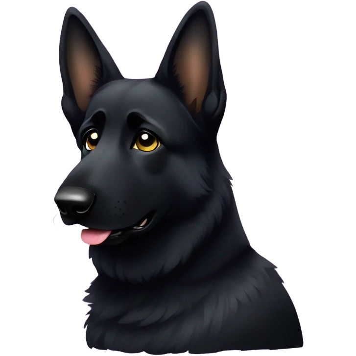 All black German shepherd with glitter sad face  emoji