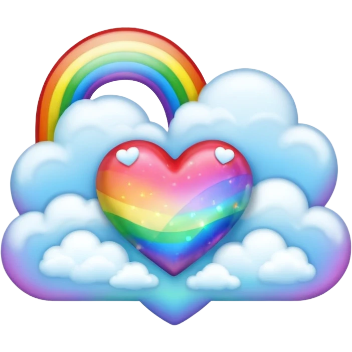 heart glow in the dark rainbow with clouds emoji