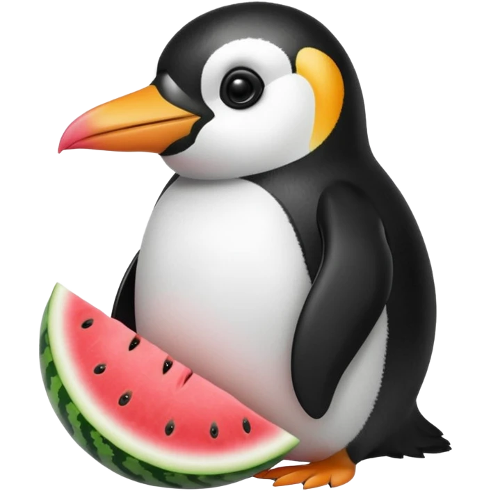 penguin eating watermelon emoji