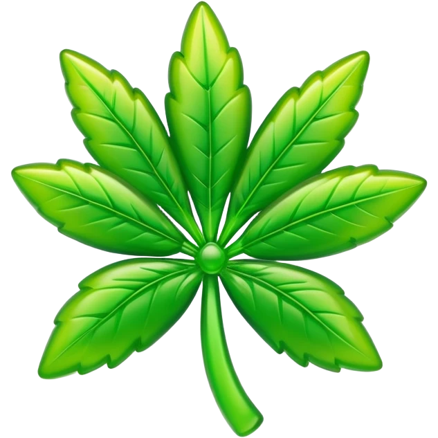 generate an emoji-style image of a juicy gummy shaped like a marijuana flower emoji