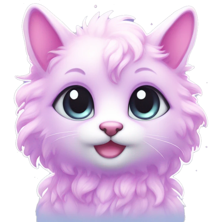 Kawaii cute gorgeous colorful sparkly bright light pastel lilac-pink-white-gradient fantasy ethereal fursona animal creature emoji