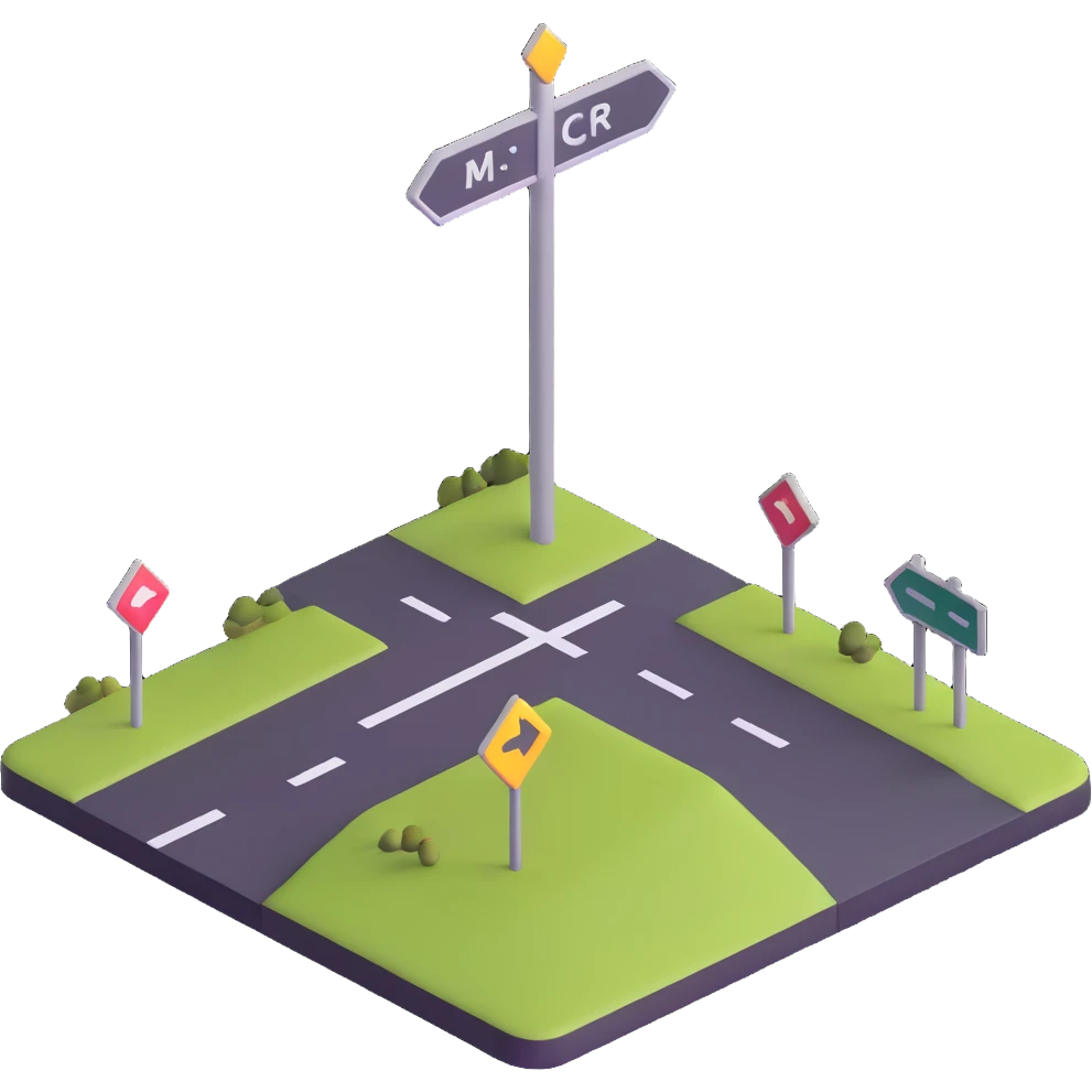 crossroads with signpost pointing in two different directions emoji