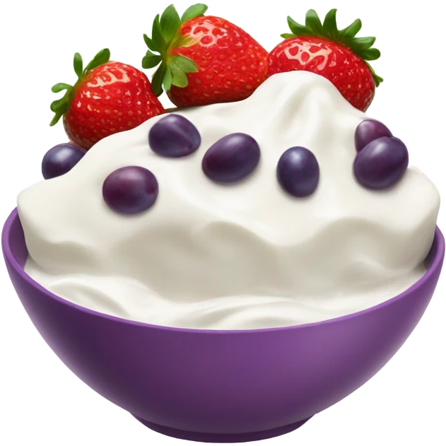 fruit yogurt bowl with strawberries and grapes emoji
