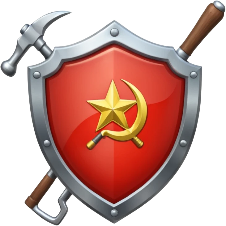 a shiny shield with the USSR flag inside, a hammer and sickle, and a star emoji