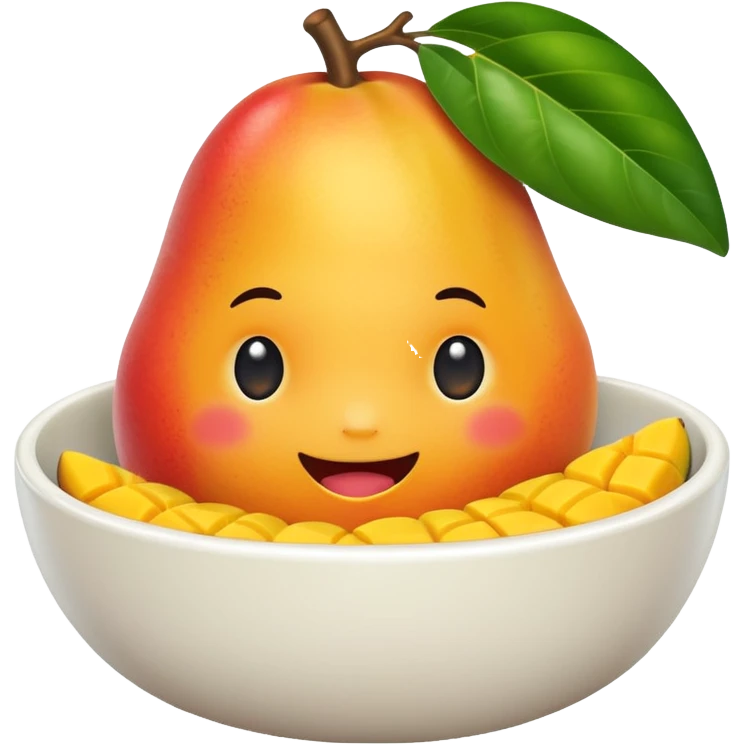 A cute alive mango in a bowl emoji