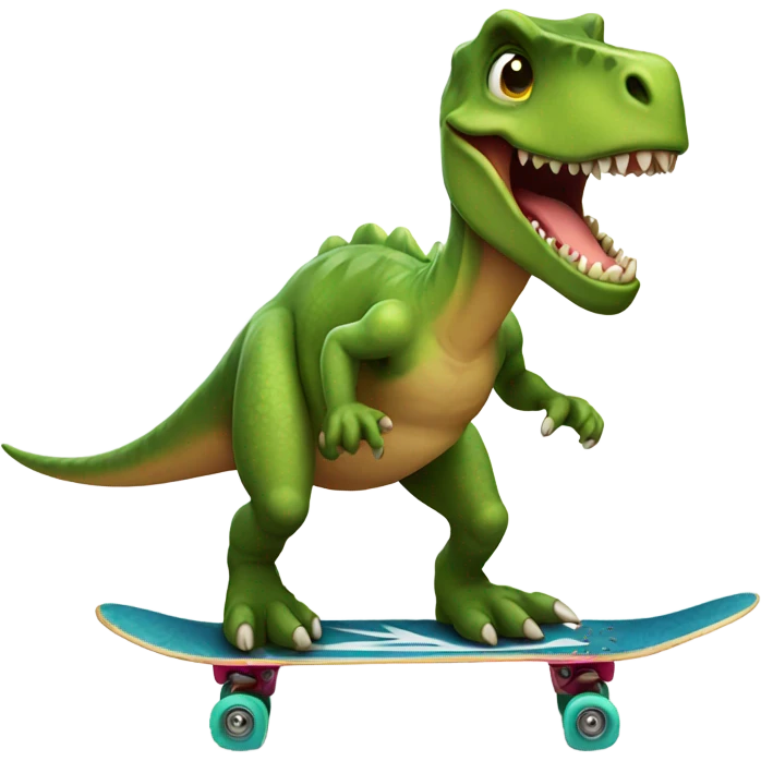 Dinosaur riding a skateboard  emoji