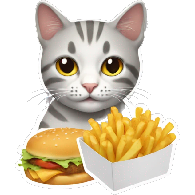 Cat holding fries as a sticker emoji