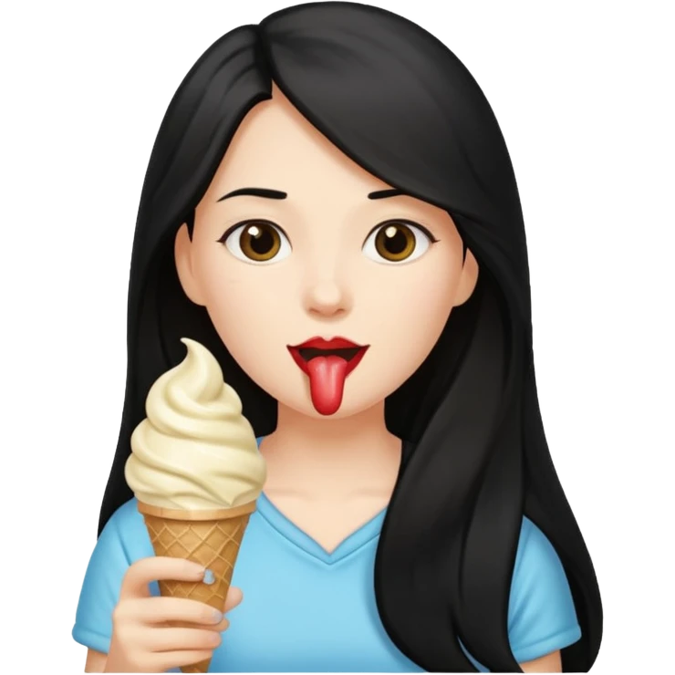 women with black long hair with ice cream emoji