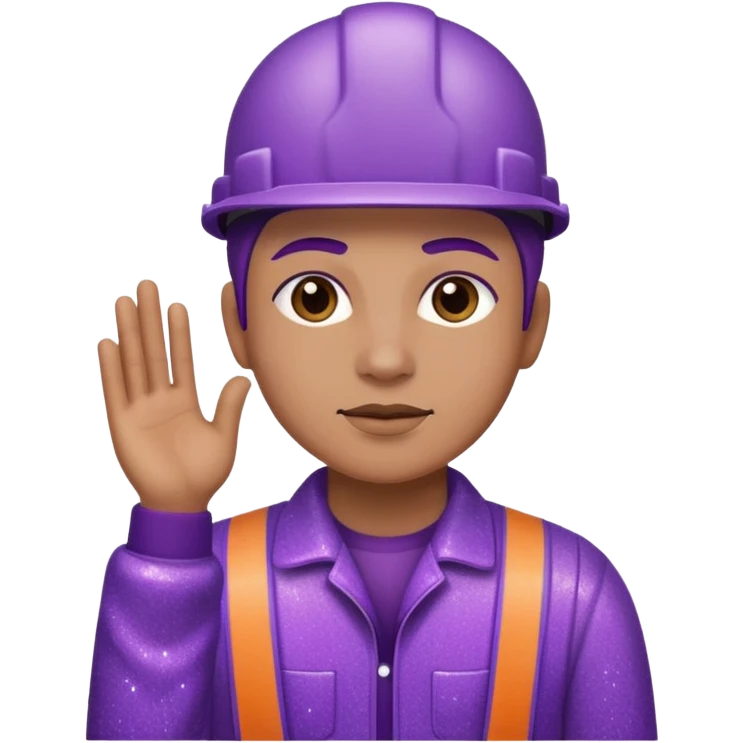 industrial worker wearing purple glittery clothes emoji
