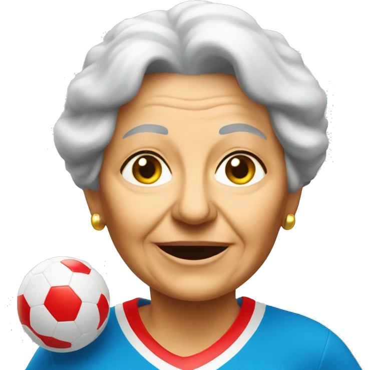 Old Italian Lady playing soccer emoji