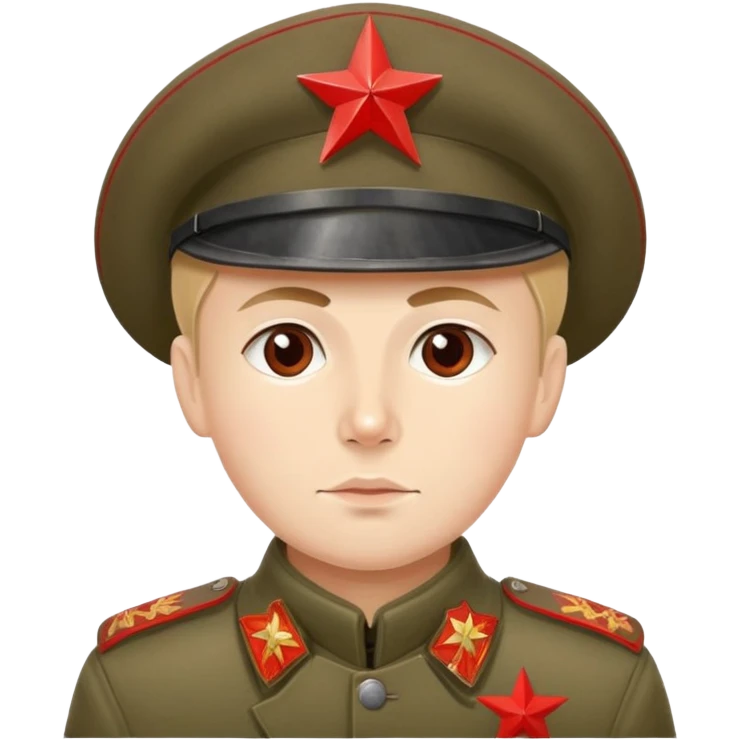 Red Army soldier from 1918 with budenovka hat and red star, Russian Civil War era emoji